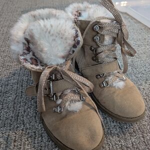 Justice Tan Boots with Faux Fur